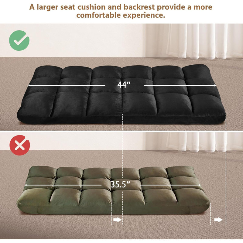 Isabelle Max Folding Sofa Chair With 14 Adjustable Position Padded Meditation Chair With Back Support Gaming Floor Chair Lounge Chair For Living Room Bedroom Black Wayfair